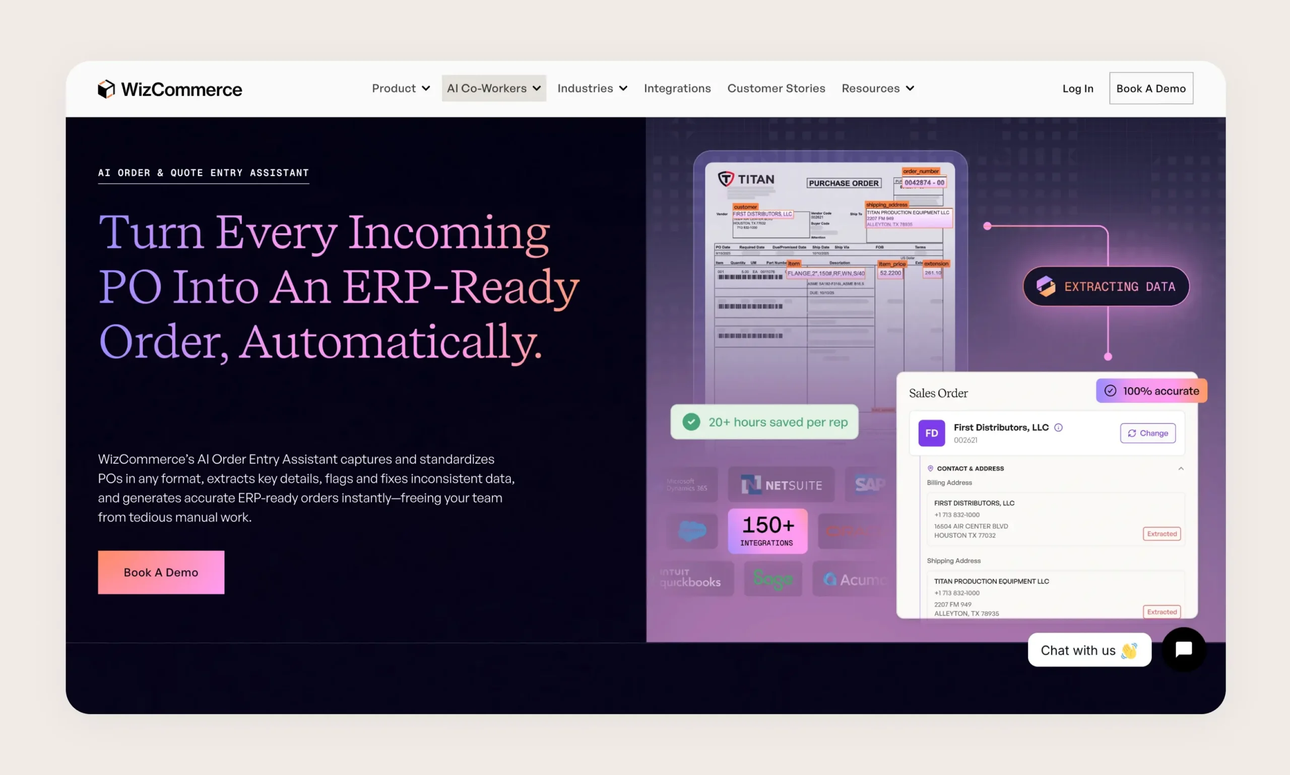 WizCommerce Ella AI order entry automation for B2B wholesalers and sales reps